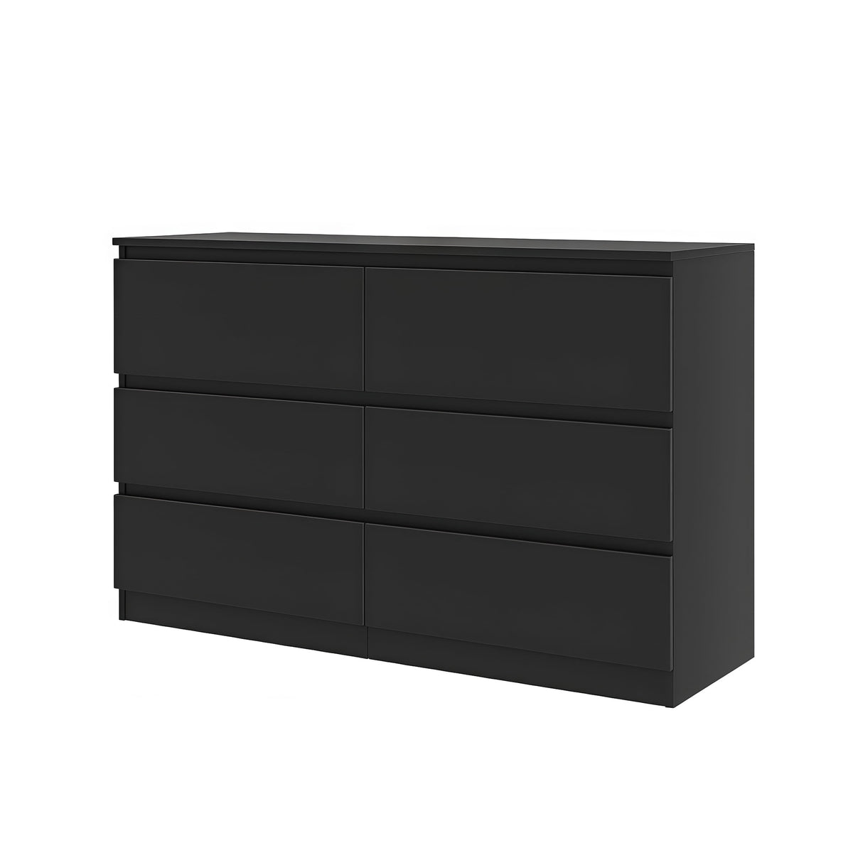6 Drawer Black Accent Cabinet, Push to Open Dresser for Bedroom Living Room