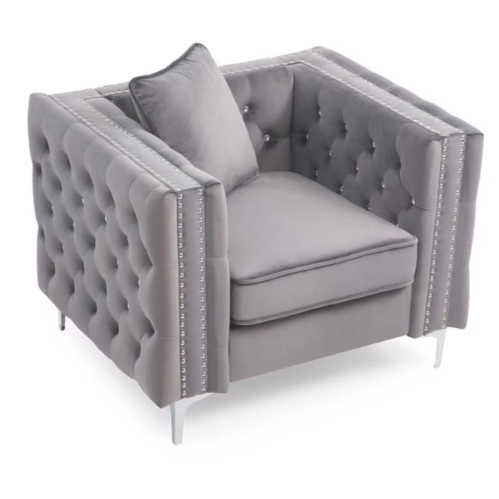 Paige Velvet Chair in Gray