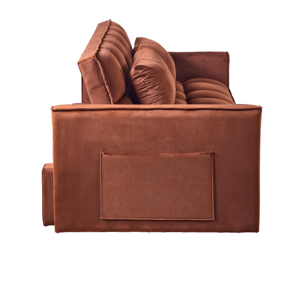 51.1 Inch Convertible Sofa Bed,Velvet Loveseat Sofa with Foldable Sofa Bed,Sleeper Sofa for Living Room or Office,Futon Sofa with Adjustable Backrest.Caramel Color