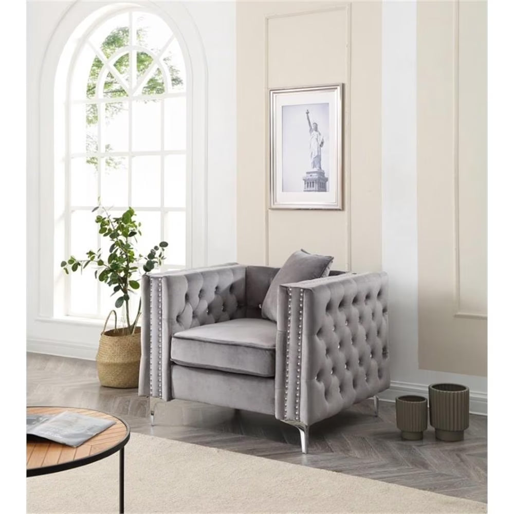 Paige Velvet Chair in Gray