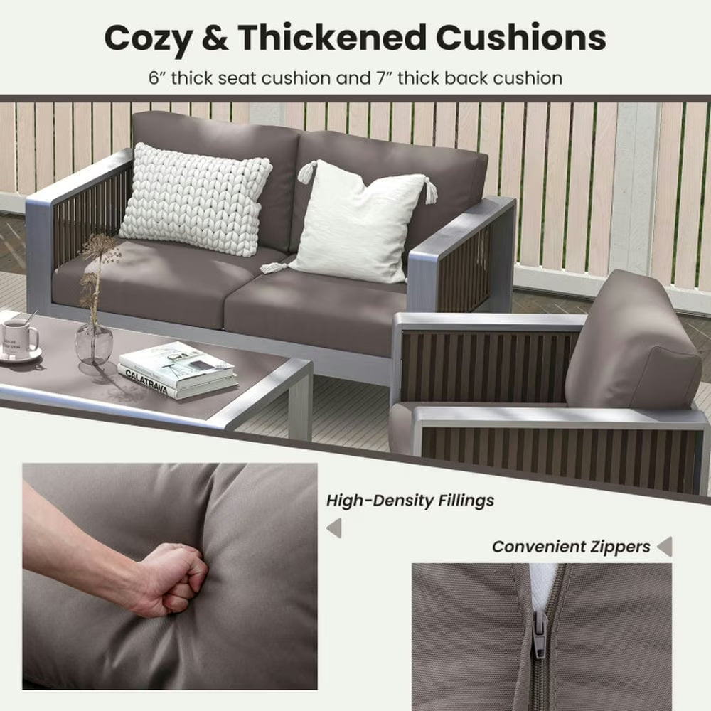 Backyard Furniture Sets,Outdoor Furniture Sets,Patio Furniture Aluminum Armchair with Thick Back and Seat Cushion