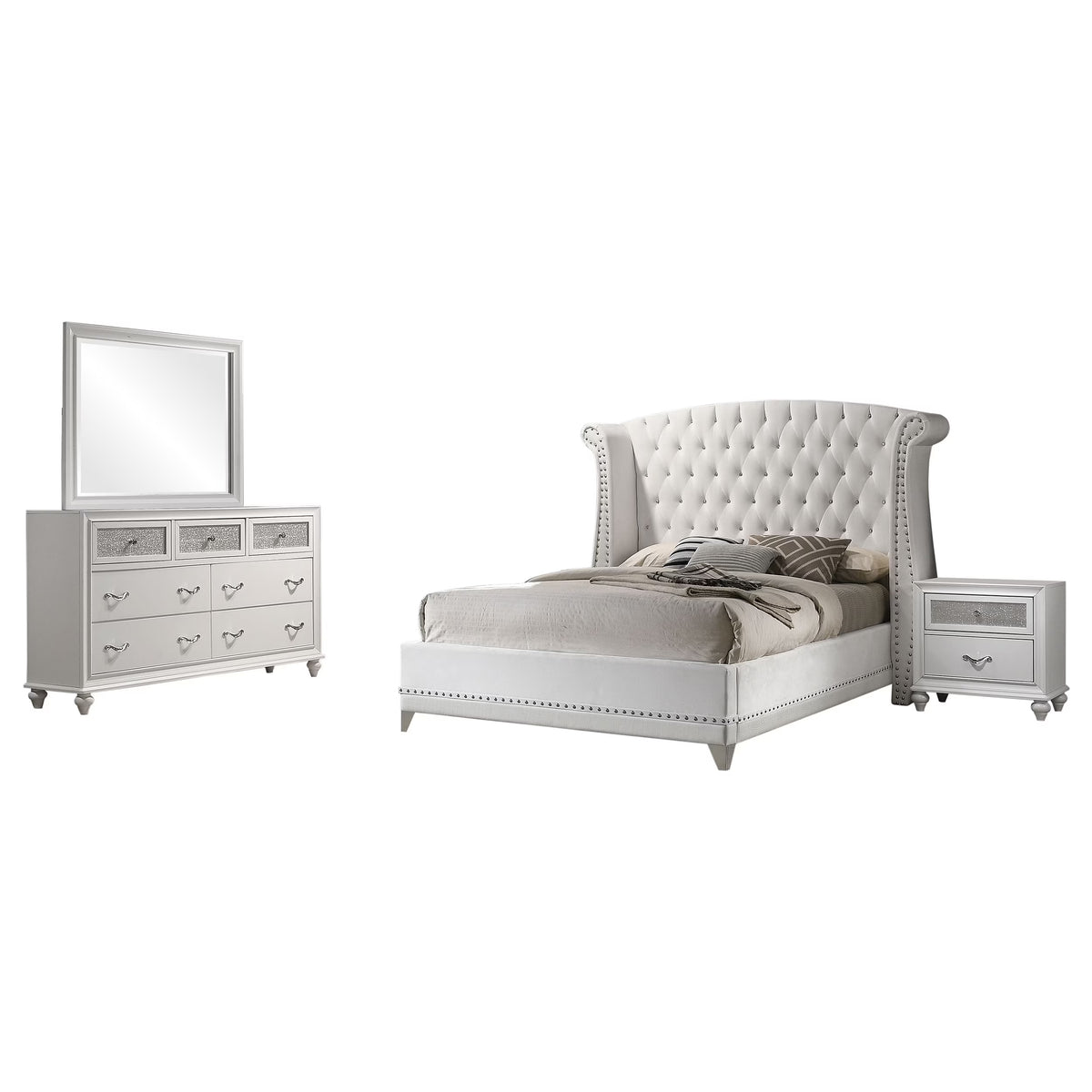 Barzini 4-Piece California King Bedroom Set White