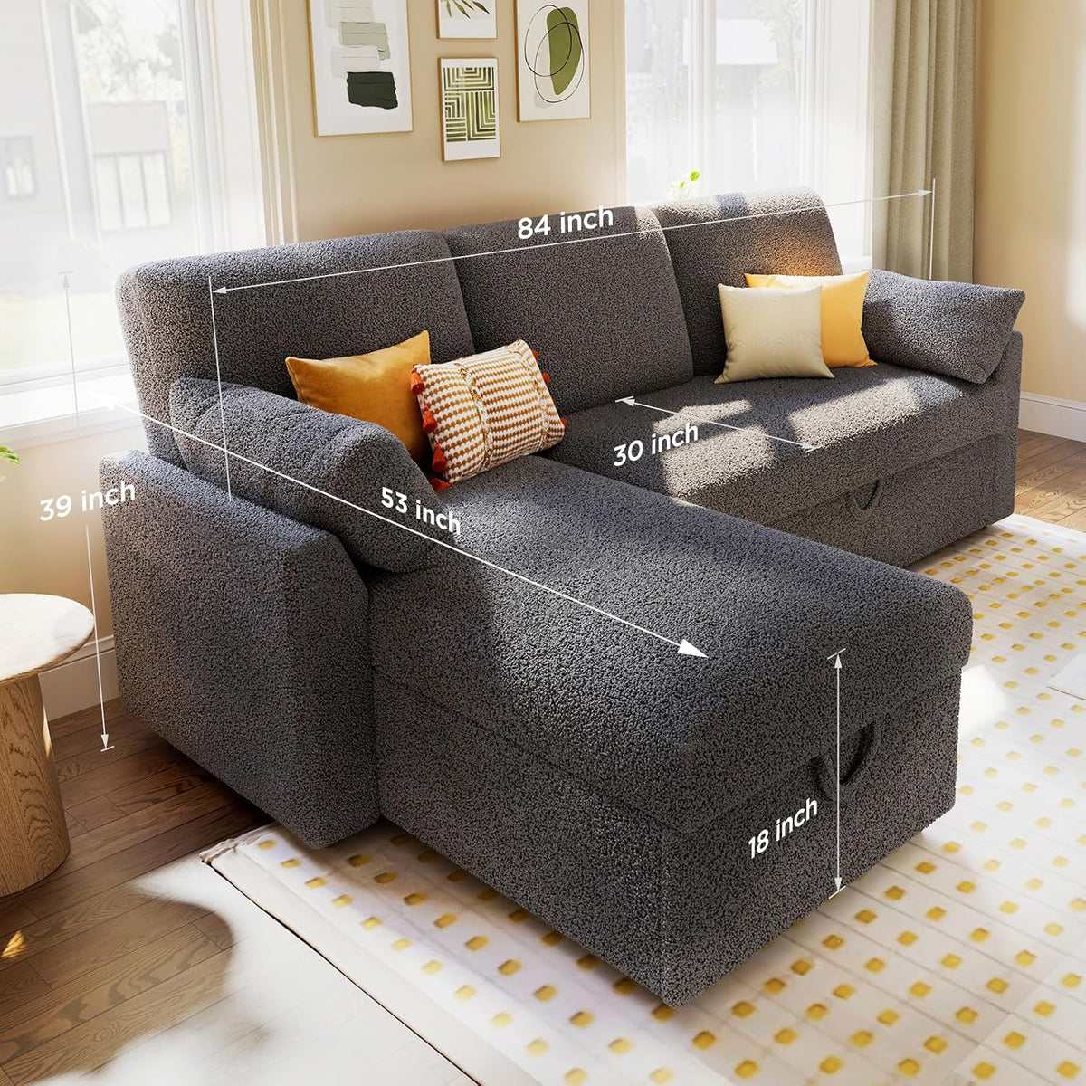 Sofa Bed, Sleeper Sofa with Storage, Convertible Sofa,Pull Out Couch