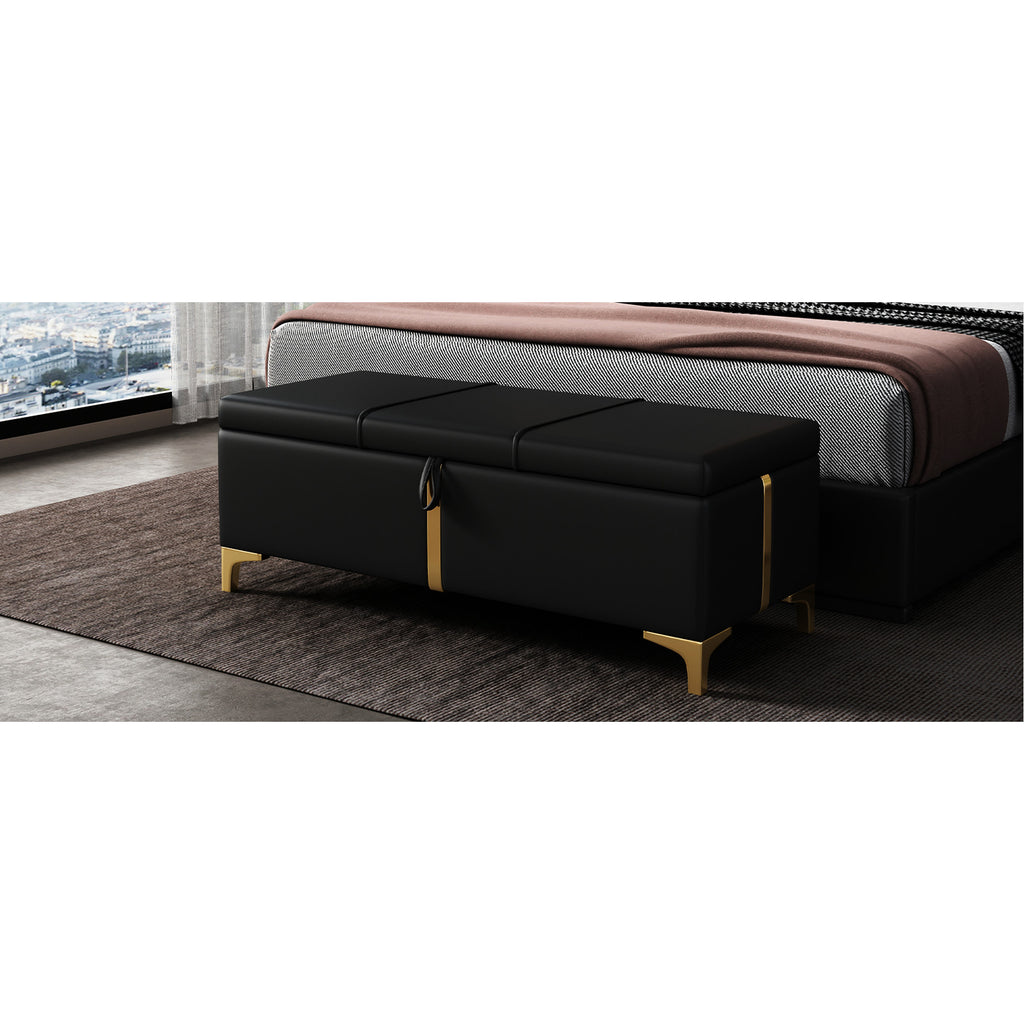 Metal - Legged Storage Bench / for Bedroom Decor / Keeps Magazines Tidy