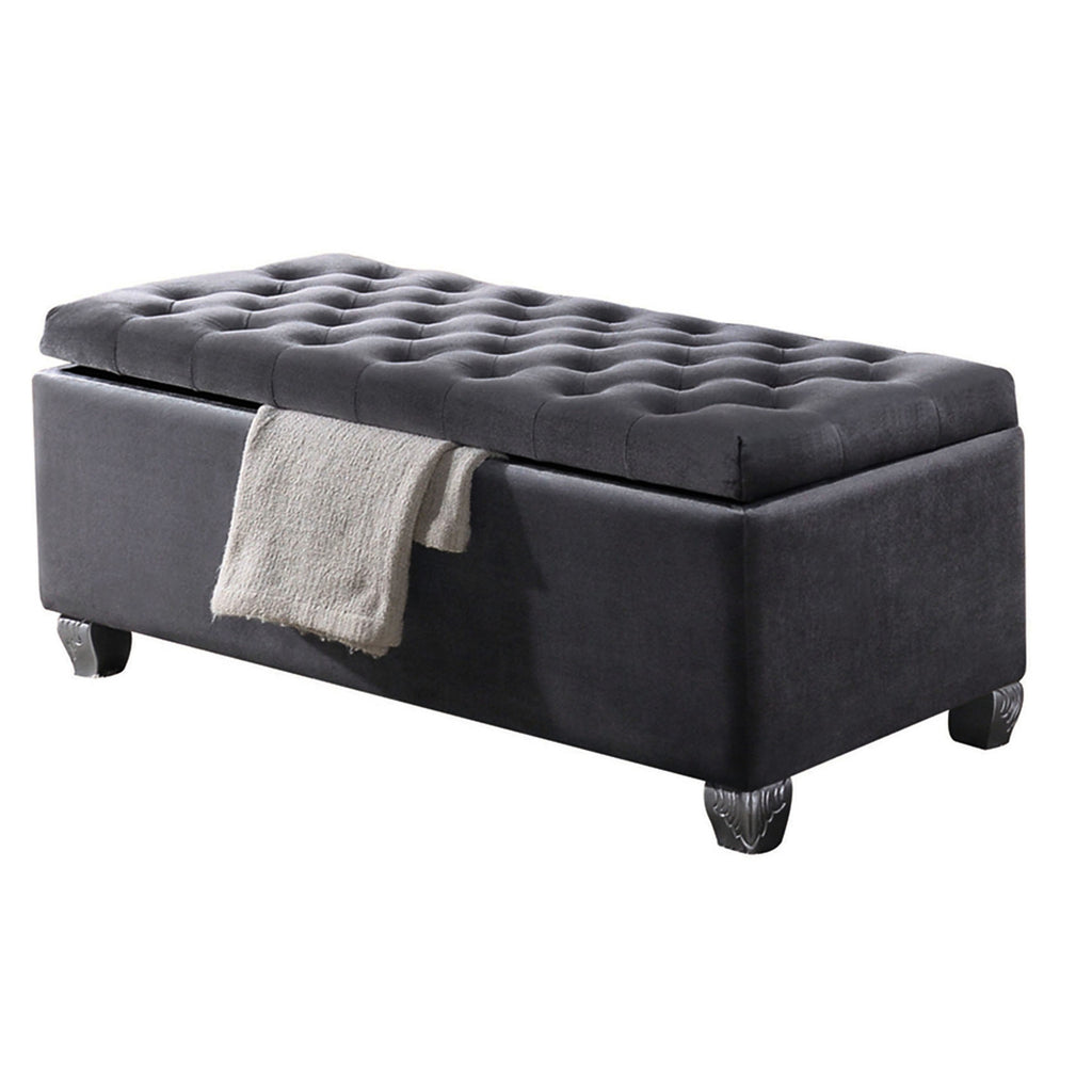Grey Velvet Appearance + Hidden Storage Space - Bedroom Charm + Organized Belongings