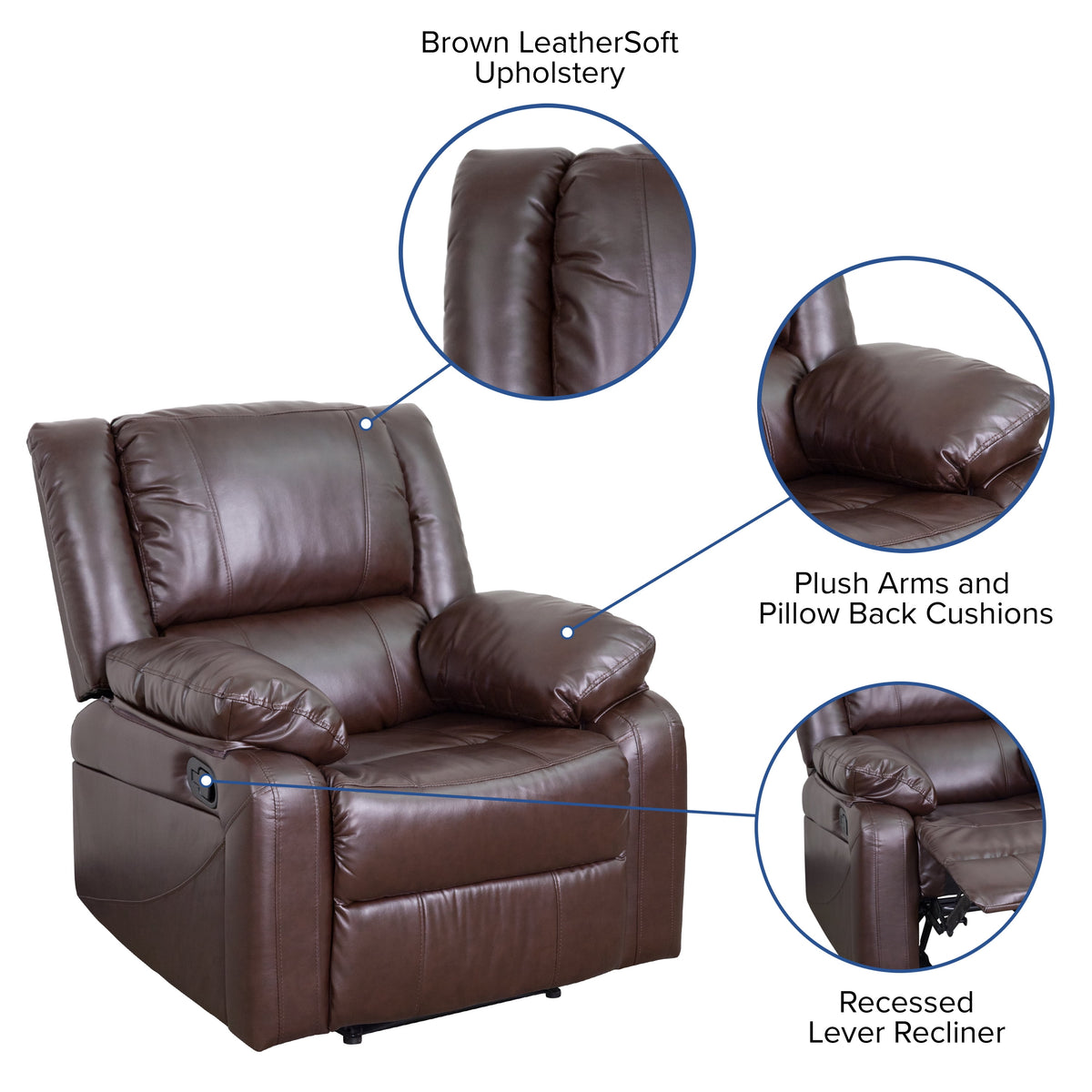 Harmony Series Brown Leathersoft Recliner