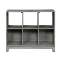 6-Shelf Wooden Bookcase with Gray Finish and 3 Closed Storage Cubes - Perfect for Home Decor