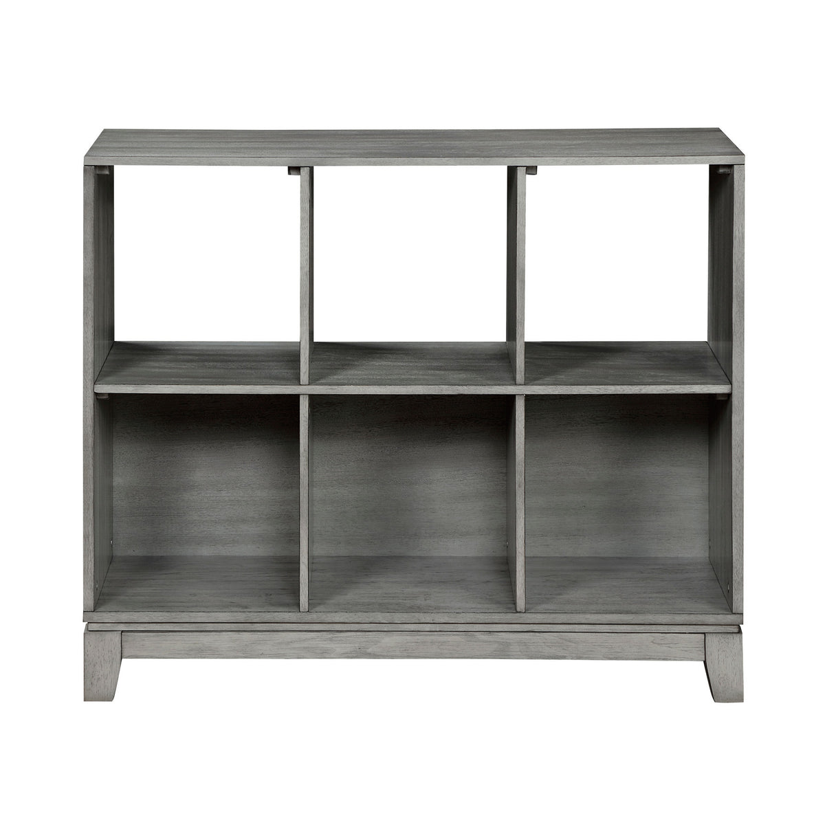 6-Shelf Wooden Bookcase with Gray Finish and 3 Closed Storage Cubes - Perfect for Home Decor