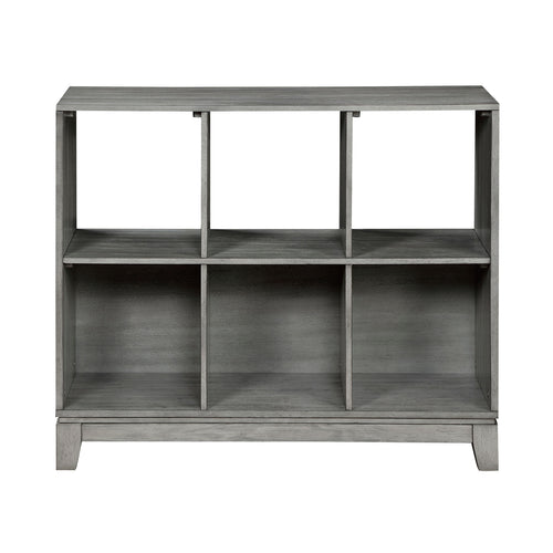 6-Shelf Wooden Bookcase with Gray Finish and 3 Closed Storage Cubes - Perfect for Home Decor