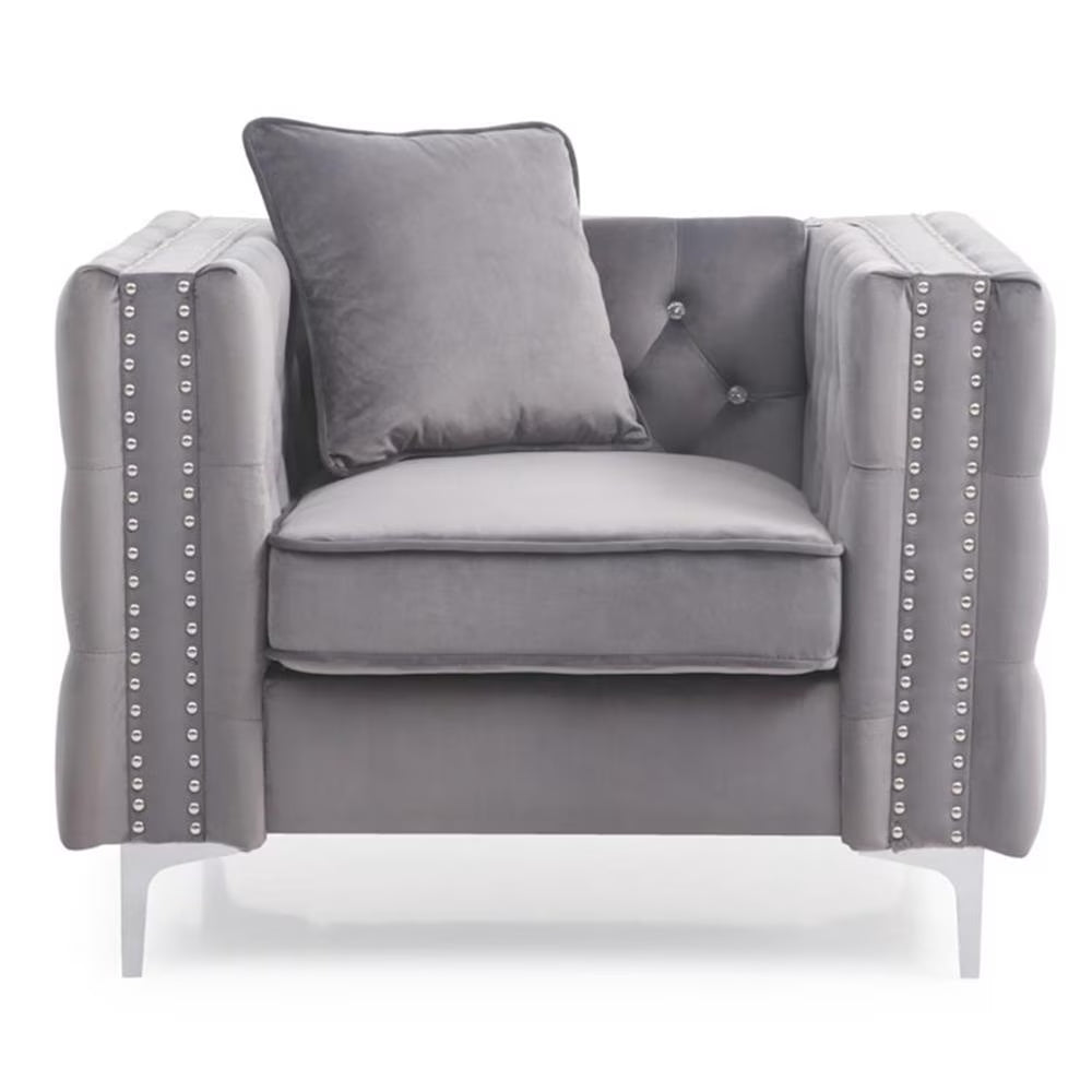 Paige Velvet Chair in Gray
