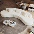 122" Half Moon Oversized Curved Cloud Sectional Sofa, Extra Deep Wide Seat Living Room Couch, Thickened Flannel, 35D High-Resilience Foam, Includes 2 Throw Pillows & 3 Lumbar Pillows（White） (Beige)