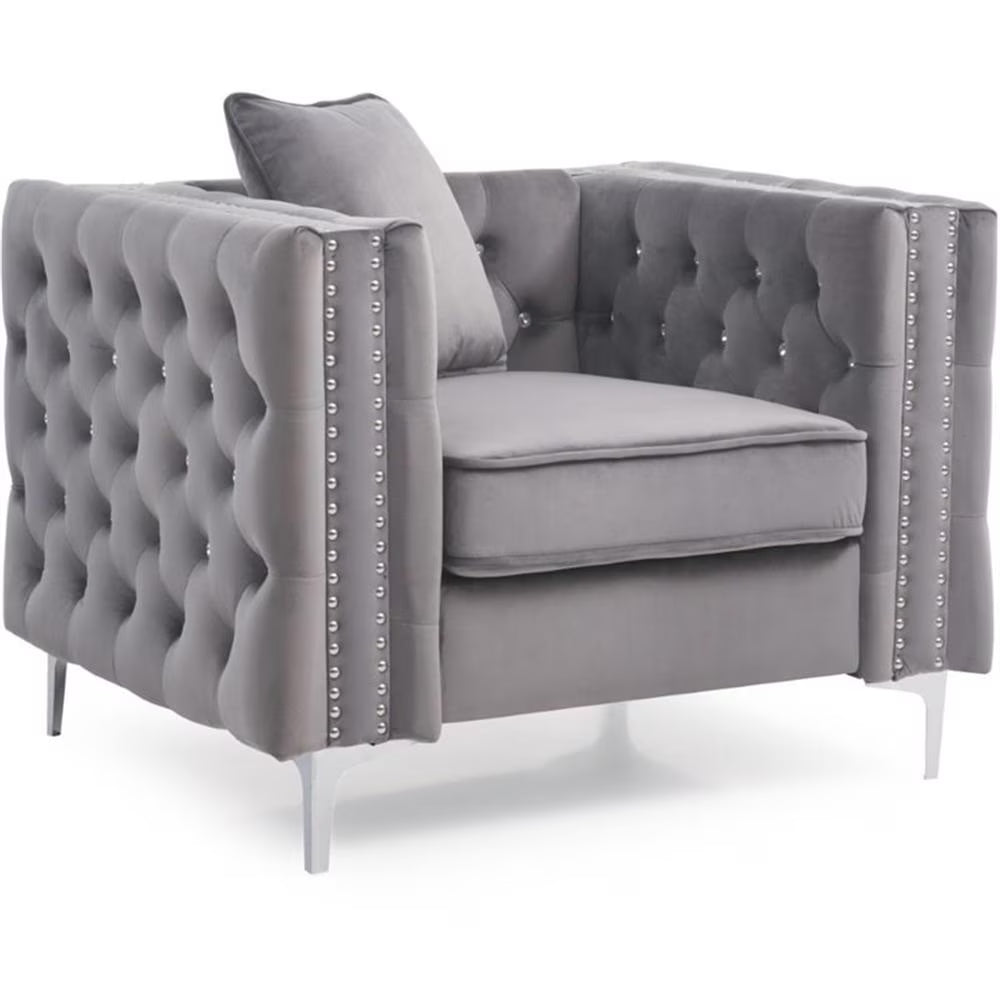 Paige Velvet Chair in Gray