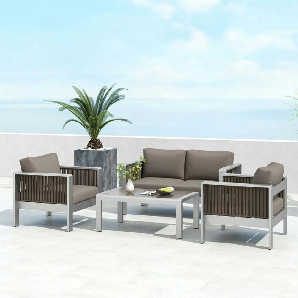 Backyard Furniture Sets,Outdoor Furniture Sets,Patio Furniture Aluminum Armchair with Thick Back and Seat Cushion