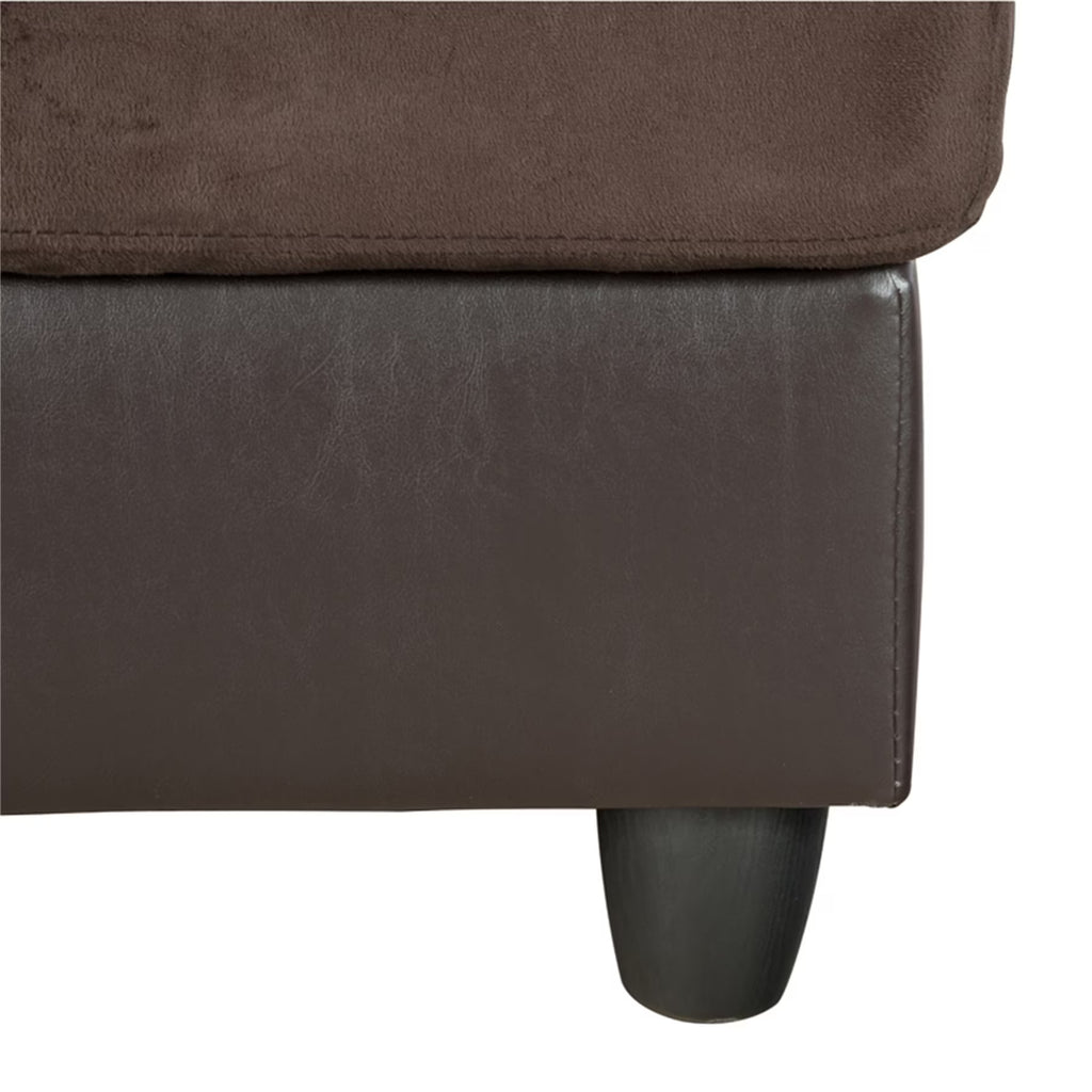 Lint & PVC L-Shaped Sectional Couch and Sofa Set, Modern Living Room Furniture Set, Right Side, Brown