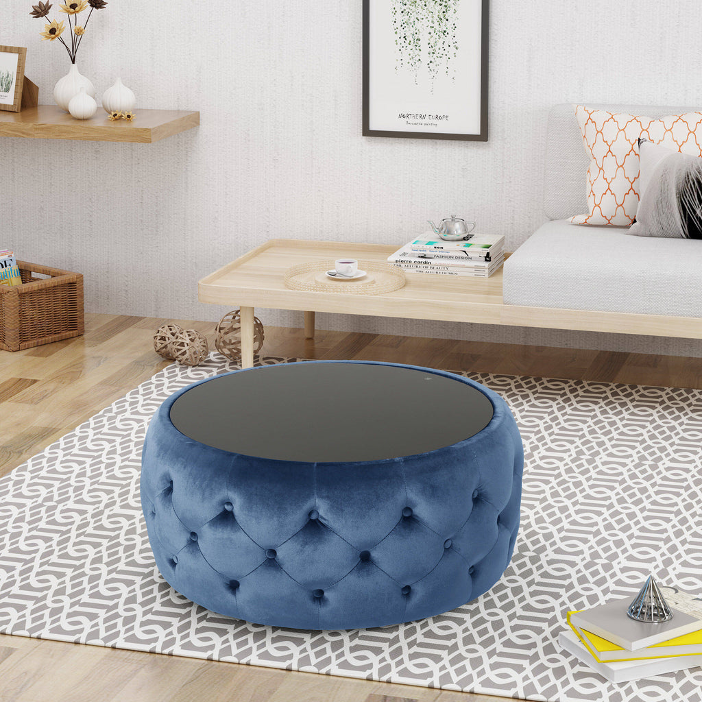 Bedroom Benches, OTTOMAN, Dark Blue Wooden Bedroom Benches,Velvet Bedroom Benches with Storage, Furniture Bedroom Furniture Benches & Stools OTTOMAN