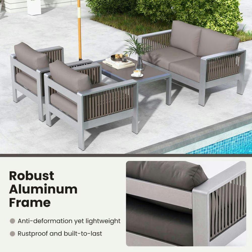 Backyard Furniture Sets,Outdoor Furniture Sets,Patio Furniture Aluminum Armchair with Thick Back and Seat Cushion